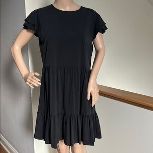 Elegant Black Ruffle Sleeve Dress
